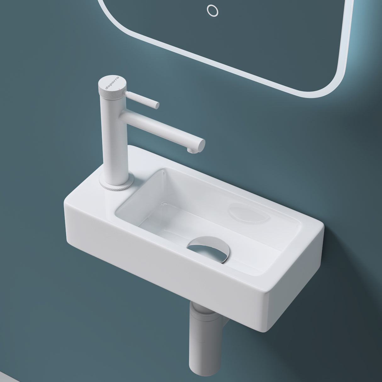 glasvilla Waschbecken Gäste-WC Hängewaschbecken aus Keramik in weiß mit Nano-Beschichtung Brüssel3053