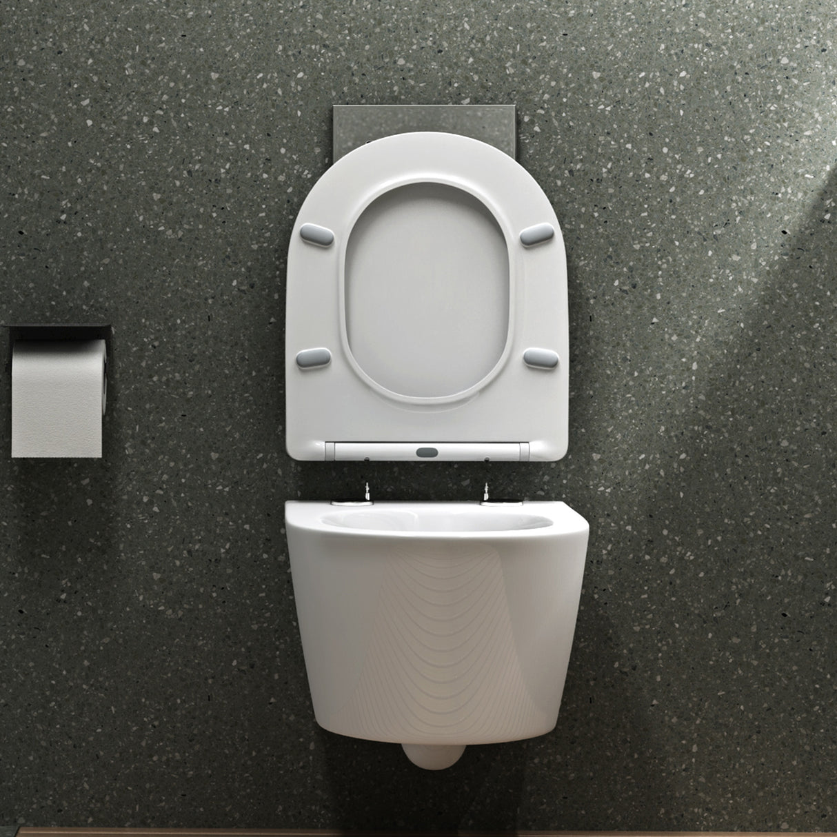 glasvilla Hänge WC Toilette Wand-WC Spülrandlos Weiß aus Keramik Wandmontage mit Absenkautomatik