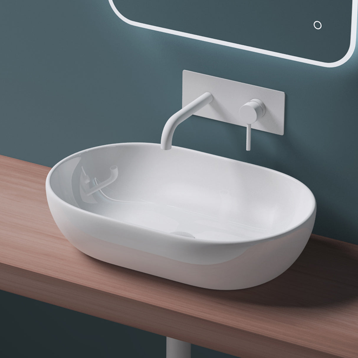 glasvilla Waschbecken Aufsatzwaschbecken Keramik in weiß mit Nano-Beschichtung Brüssel322