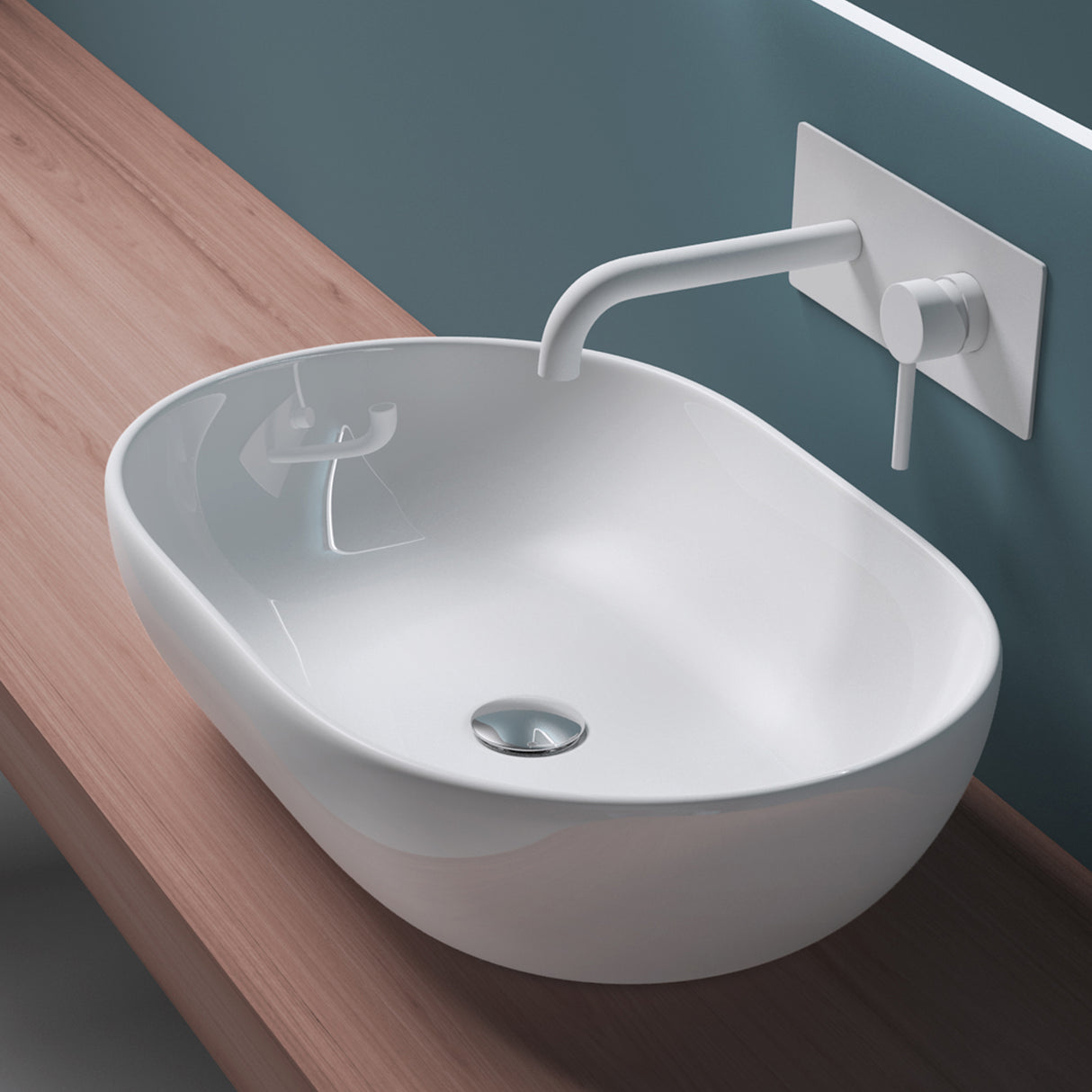 glasvilla Waschbecken Aufsatzwaschbecken Keramik in weiß mit Nano-Beschichtung Brüssel322