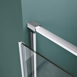 glasvilla Duschtür Nischentür dusche Duschabtrennung Chrom und Schwarz Duschkabine Schwingtür 8mm ESG-Sicherheitsglas mit Nanobeschichtung Hebe-Senk-Mechanismus Klarglas und Milchglas Streifen Teramo36K