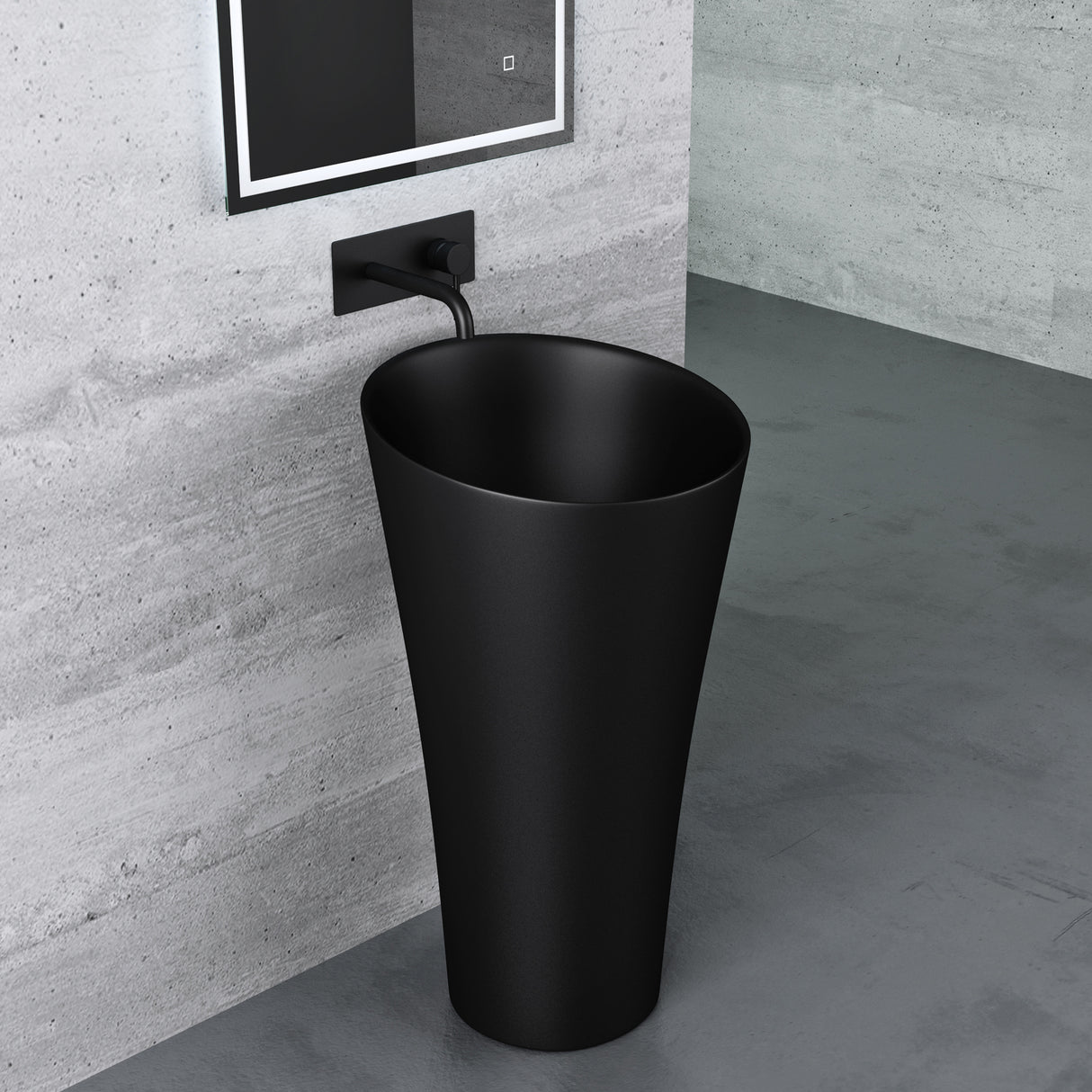 glasvilla Waschbecken Standwaschbecken aus Mineralguss Waschtischsäule Standsäule Colossum33