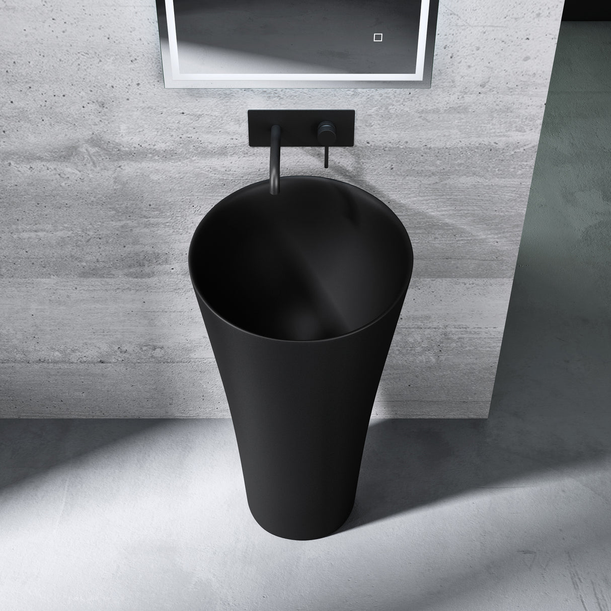 glasvilla Waschbecken Standwaschbecken aus Mineralguss Waschtischsäule Standsäule Colossum33