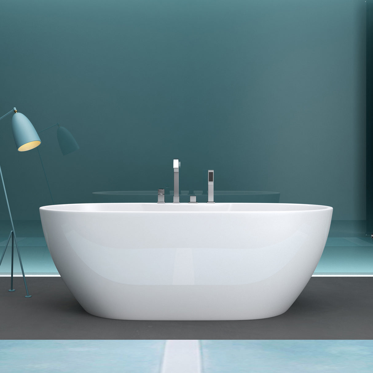 glasvilla Freistehende Badewanne Rechteck Sanitäracryl mit Armatur Standbadewanne