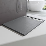 glasvilla Duschwanne Duschtasse für Duschkabine flach Rechteckig Beton-Grau aus hochwertigem Mineralguss Corvus