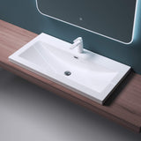 glasvilla Waschbecken Einbauwaschbecken Waschschale Waschtisch Mineralguss Rechteckig 1 Armaturenloch Überlauf-Funktion Col01