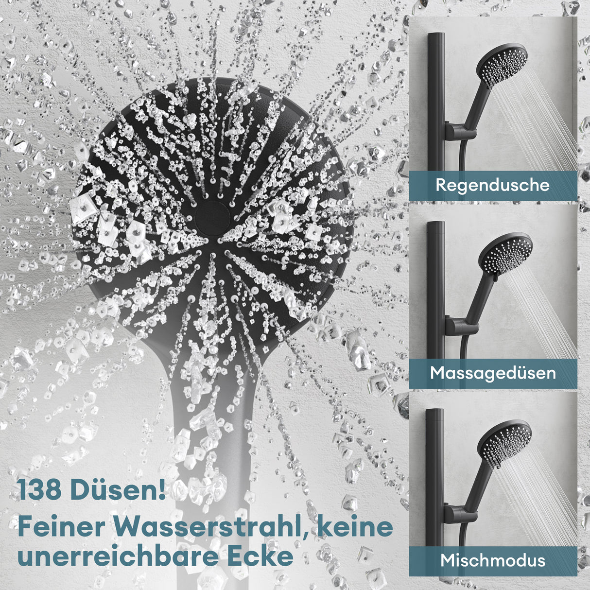 glasvilla Duschsystem mit Thermostat, Duscharmatur Komplettset mit Sicherheitsverriegelung, 3 Strahlarten höhenverstellbar Duschbrause mit Unterauslauf aus Messing  Duschsystem9