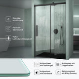 glasvilla Duschtür Nischentür dusche Duschabtrennung Chrom und Schwarz Duschkabine Nischenschiebetür 6mm ESG-Sicherheitsglas inkl. Soft-Close Teramo12K