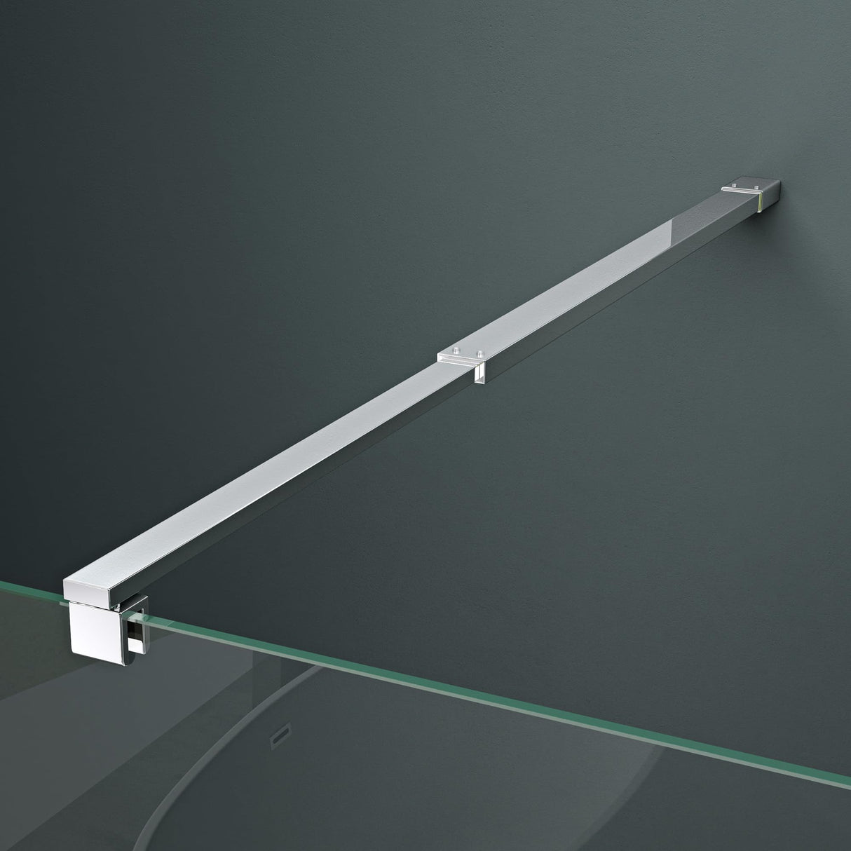 glasvilla Duschwand Duschabtrennung Walk-In Dusche 8mm Klarglas ESG-Sicherheitsglas mit Nanobeschichtung Rechteckiger Stabilisator BremenL