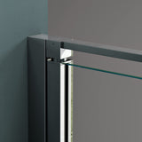 glasvilla Duschtür Nischentür dusche Duschabtrennung Chrom und Schwarz Duschkabine Schwingtür 8mm ESG-Sicherheitsglas mit Nanobeschichtung Hebe-Senk-Mechanismus Klarglas und Milchglas Streifen Teramo36K