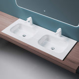 glasvilla Waschbecken Einbauwaschbecken Mineralguss Waschtisch Waschplatz große Ablagefläche rechteckig Col04