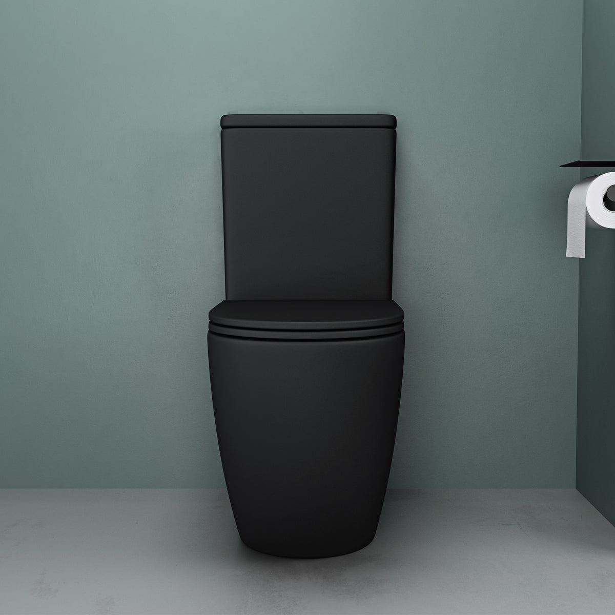 glasvilla Stand WC mit Spülkasten spülrandloses-WC bodenstehende-Toilette aus Keramik, weiß/matt schwarz  36x63x82cm, mit Absenkautomatik, inkl. Spülkasten, Stand179T