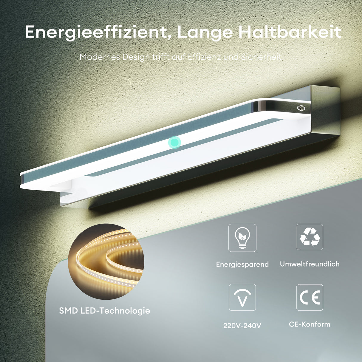 glasvilla Spiegelleuchte  LED Badlampe | Spiegellampe, 4000K Badezimmer Lampe | LED Wandleuchte  SparkLuxe