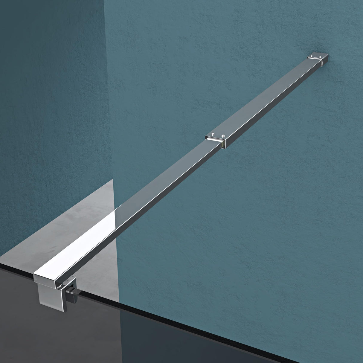 glasvilla Duschwand Duschabtrennung 2 Haltestange für Walk-In Dusche 10mm ESG-Sicherheitsglas mit Nanobeschichtung Rechteckiger Stabilisator Bremen02+2