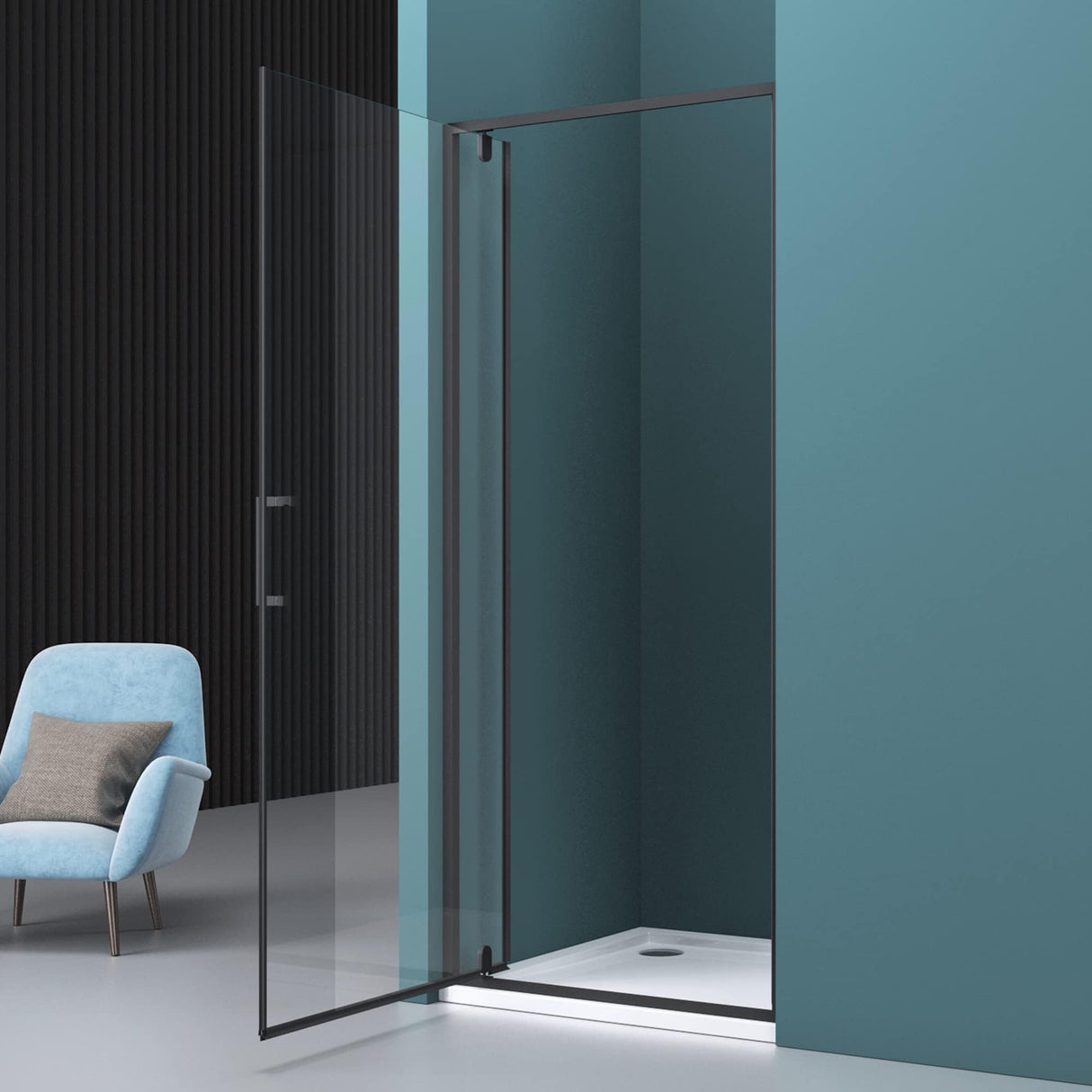 glasvilla Duschtür Nischentür dusche Duschabtrennung Duschkabine Nischendrehtür Duschwand 8mm Klarglas ESG-Sicherheitsglas mit Nanobeschichtung Teramo61K