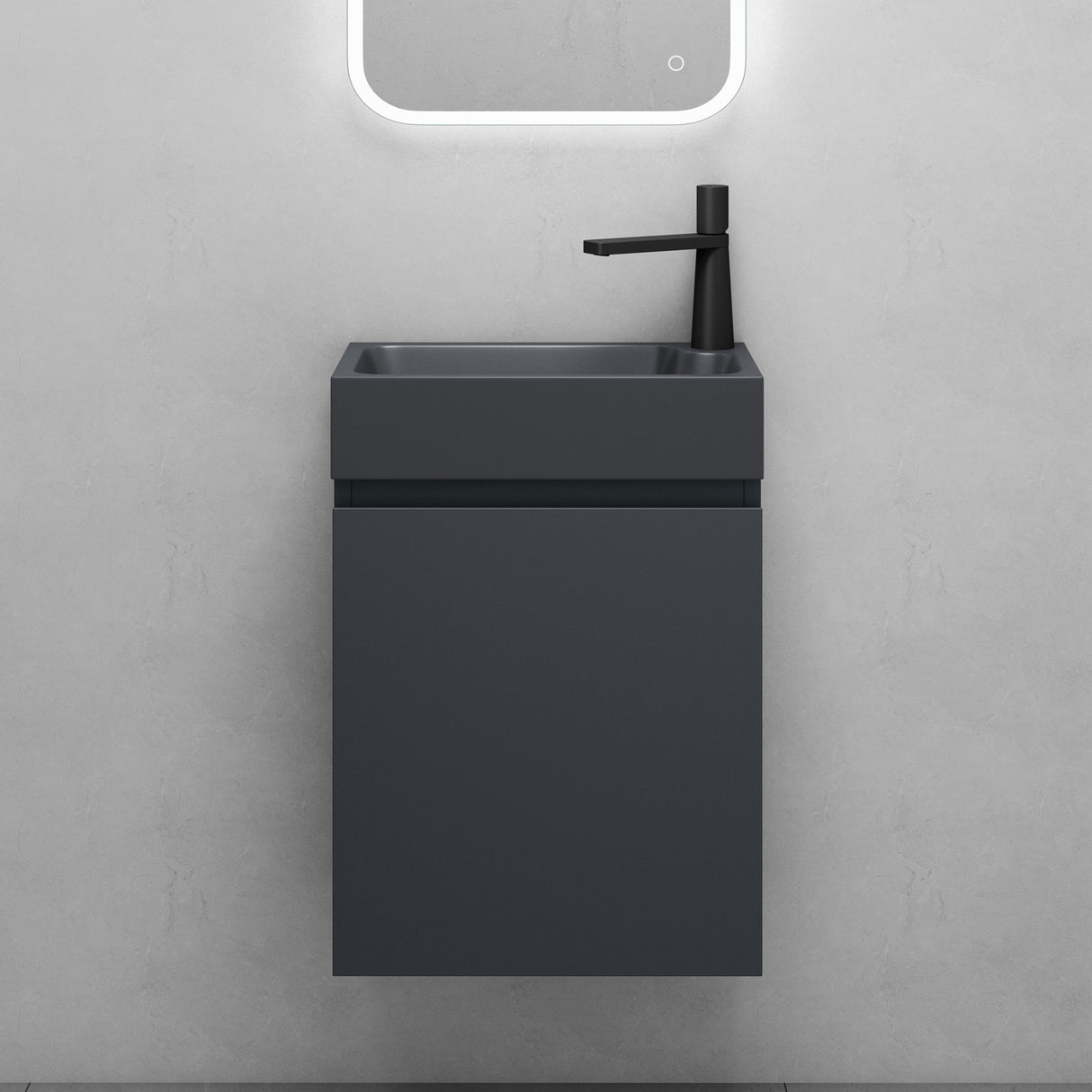 glasvilla Badmöbelset Badezimmermöbel bestehend aus Waschbecken in Anthrazit Matt und Waschbeckenunterschrank BTH: 46x26x63cm Pisa02