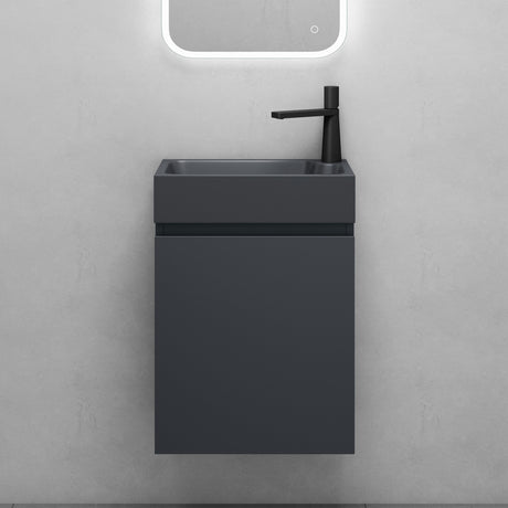 glasvilla Badmöbelset Badezimmermöbel bestehend aus Waschbecken in Anthrazit Matt und Waschbeckenunterschrank BTH: 46x26x63cm Pisa02