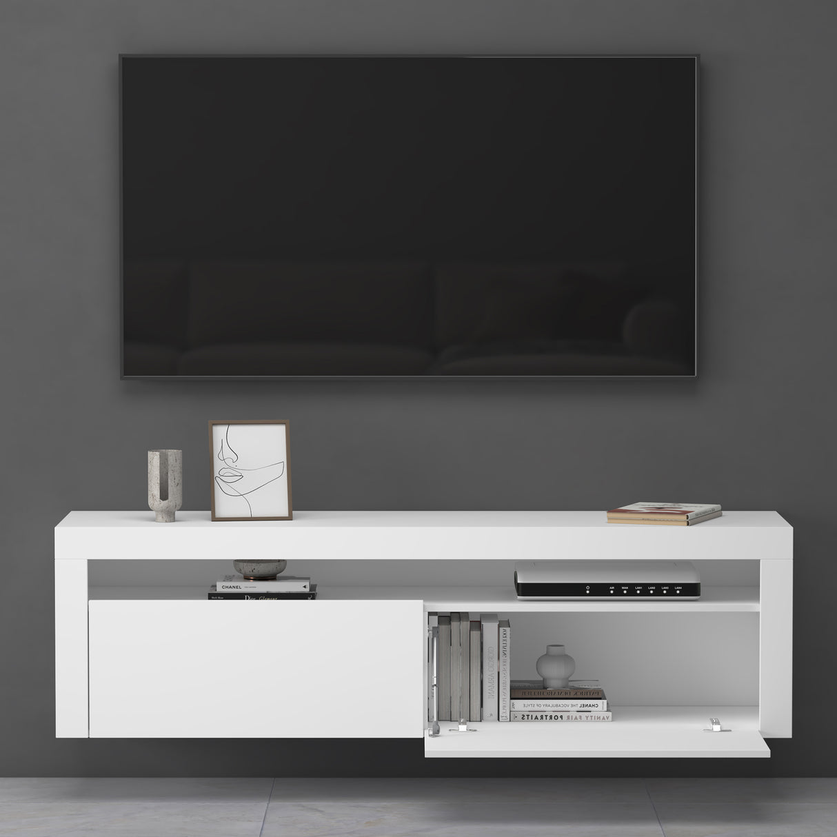 glasvilla Fernsehschrank TV Schrank Lowboard Hängeschrank 2 Türen mit Soft-Close Fernsehtisch für Wohnzimmer BTH: 160x40x46 cm Fernsehschrank01
