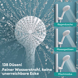 glasvilla Duschsystem mit Thermostat, Duscharmatur Komplettset mit Sicherheitsverriegelung, 3 Strahlarten höhenverstellbar Duschbrause mit Unterauslauf aus Messing  Duschsystem9