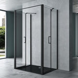 glasvilla Duschkabine U-Form Duschabtrennung Duschkabine Aluminiumrahmen ESG-Sicherheitsglas Klarglas Doppeltüre Schwarz Ravenna66UK