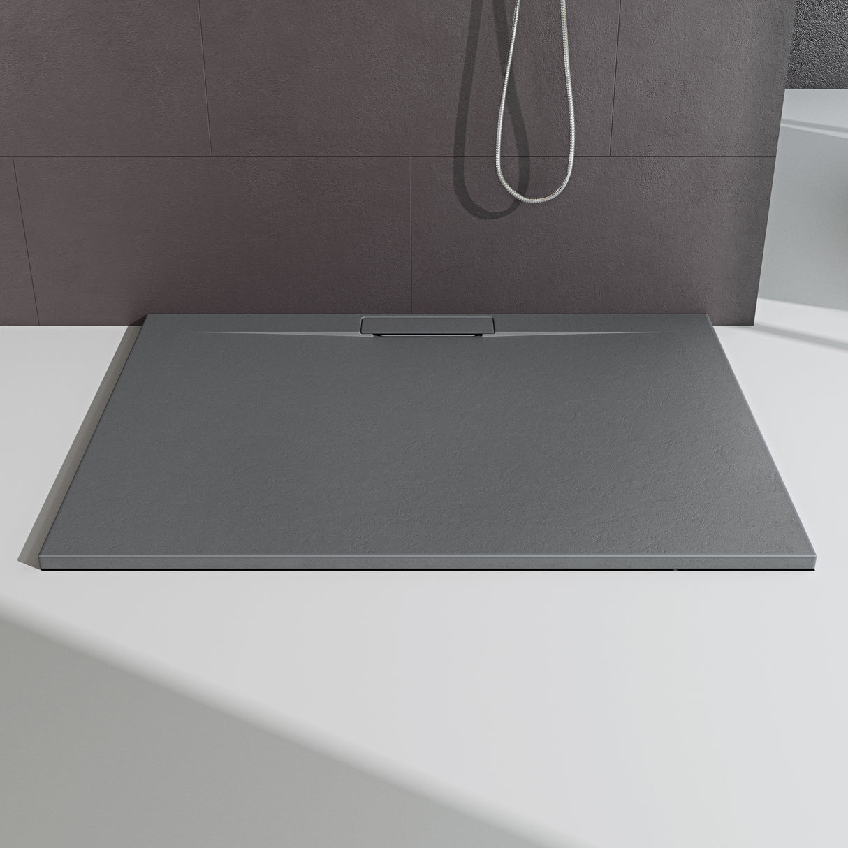 glasvilla Duschwanne Duschtasse für Duschkabine flach Rechteckig Beton-Grau aus hochwertigem Mineralguss Lyra