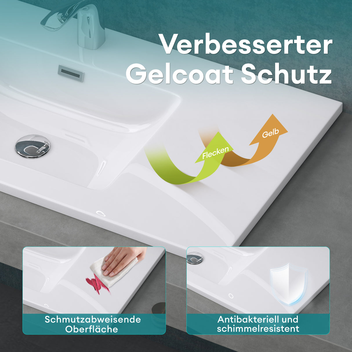 glasvilla Waschbecken Einbauwaschbecken Waschtisch Einbauwaschtisch aus Mineralguss Col02