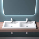 glasvilla Waschbecken Einbauwaschbecken Waschtisch 2 Becken Mineralguss rechteckig 2 Armaturenlöcher Überlauffunktion Col03