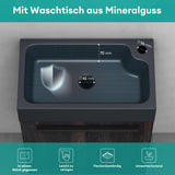 glasvilla Badmöbelset Badezimmermöbel Waschbeckenunterschrank inkl. Waschbecken Anthrazit matt und LED-Badspiegel BxTxH 46x26x63 cm Pisa