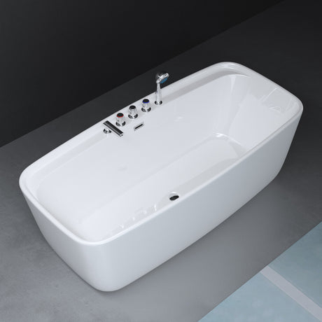 glasvilla Freistehende Badewanne Rechteck Sanitäracryl mit Armatur Standbadewanne