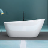 glasvilla freistehende Acryl-Badewanne Oval Standbadewanne Weiß inkl. Push-Open Ablaufgarnitur