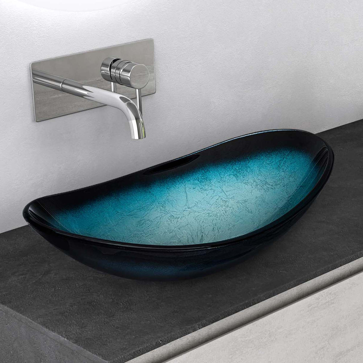 glasvilla Waschbecken Glas Aufsatzwaschbecken Glaswaschbecken Handwaschbecken Waschschale Oval