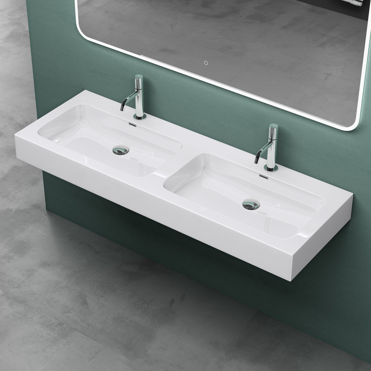 lavabo double Glasvilla, lavabo à poser, lavabo suspendu, lavabo en fonte minérale, meuble-lavabo Col830