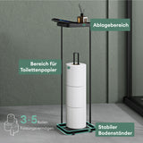 glasvilla Toilettenpapierhalter stehend mit Ablage Klorollenhalter Klopapierhalter freistehend WC Rollenhalter Toilettenständer 16x12x52cm Reglo-04