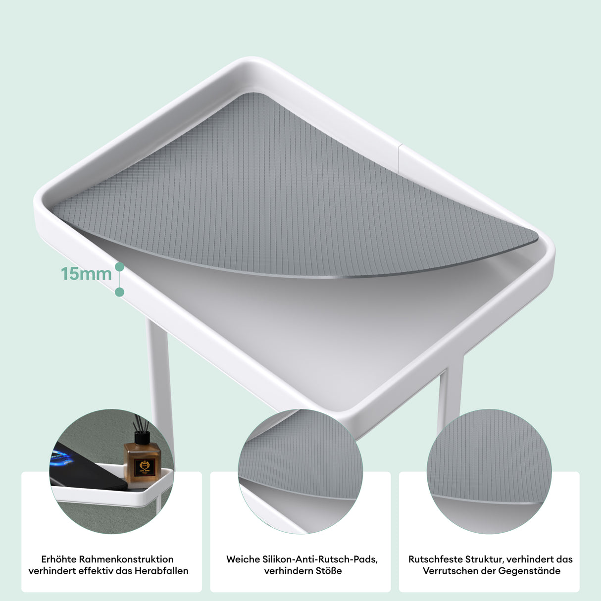 glasvilla Toilettenpapierhalter stehend mit Ablage Klorollenhalter Klopapierhalter freistehend WC Rollenhalter Toilettenständer 16x12x52cm Reglo-04