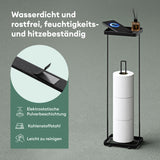 glasvilla Toilettenpapierhalter stehend mit Ablage Klorollenhalter Klopapierhalter freistehend WC Rollenhalter Toilettenständer 16x12x52cm Reglo-04