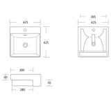 glasvilla Waschbecken Aufsatzwaschbecken Keramik Rechteckig Waschplatz 1 Armaturenloch Weiß Brüssel702