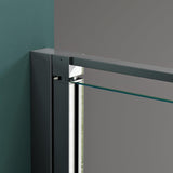 glasvilla Duschtür Nischentür dusche Duschabtrennung Chrom und Schwarz Duschkabine Schwingtür 8mm ESG-Sicherheitsglas mit Nanobeschichtung Hebe-Senk-Mechanismus Klarglas und Milchglas Streifen Teramo36K