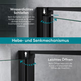 glasvilla Duschtür Nischentür dusche Duschabtrennung Chrom und Schwarz Duschkabine Schwingtür 180° Doppeltür 8mm ESG Nano-Beschichtung Klarglas mit Hebe- und Senkmechanismus Teramo66