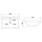 glasvilla Waschbecken Aufsatzwaschbecken Hängewaschbecken BTH: 60x44x18cm Weiß aus Keramik inkl. Nano-Beschichtung Brüssel709