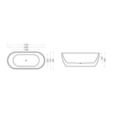 glasvilla freistehende Acryl-Badewanne Oval Standbadewanne Weiß inkl. Push-Open Ablaufgarnitur