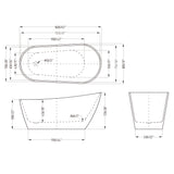 glasvilla freistehende Acryl-Badewanne Oval Standbadewanne Weiß inkl. Push-Open Ablaufgarnitur