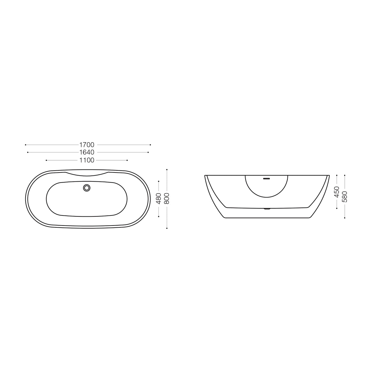 glasvilla Freistehende Badewanne Rechteck Sanitäracryl mit Armatur Standbadewanne