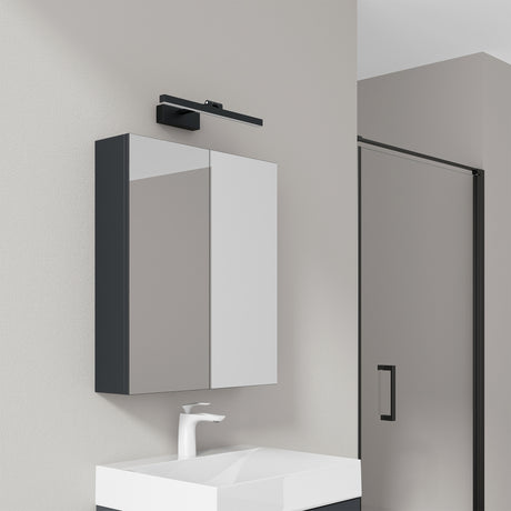 Armoire de toilette Glasvilla avec miroir et lampe intégrée, meuble de salle de bain, éclairage miroir, lampe de salle de bain LED rotative à 180°, d'une beauté rayonnante