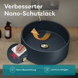 glasvilla 40x40x15cm Waschbecken rund Col804 Aufsatzwaschbecken ohne Hahnloch und Überlauf.. Col804 Moderne Optik- höchste Funktionalität