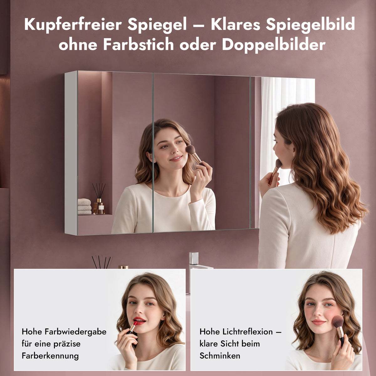 glasvilla Spiegelschrank mit Spielgeltüren Badezimmerschrank Hängeschrank Badezimmerspiegel Spiegelschrank-02