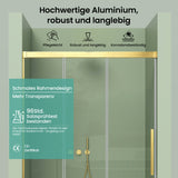 glasvilla Schiebetür für dusche, Nischentür 3-teilig Duschtür Duschakbine Duschabtrennung, 8mm Sicherheitsglas mit Nanobeschichtung, Soft-Close-System Teramo70K