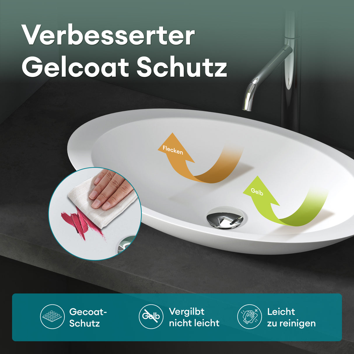 Vasque à poser Glasvilla, vasque, meuble-lavabo, vasque en fonte minérale Col802