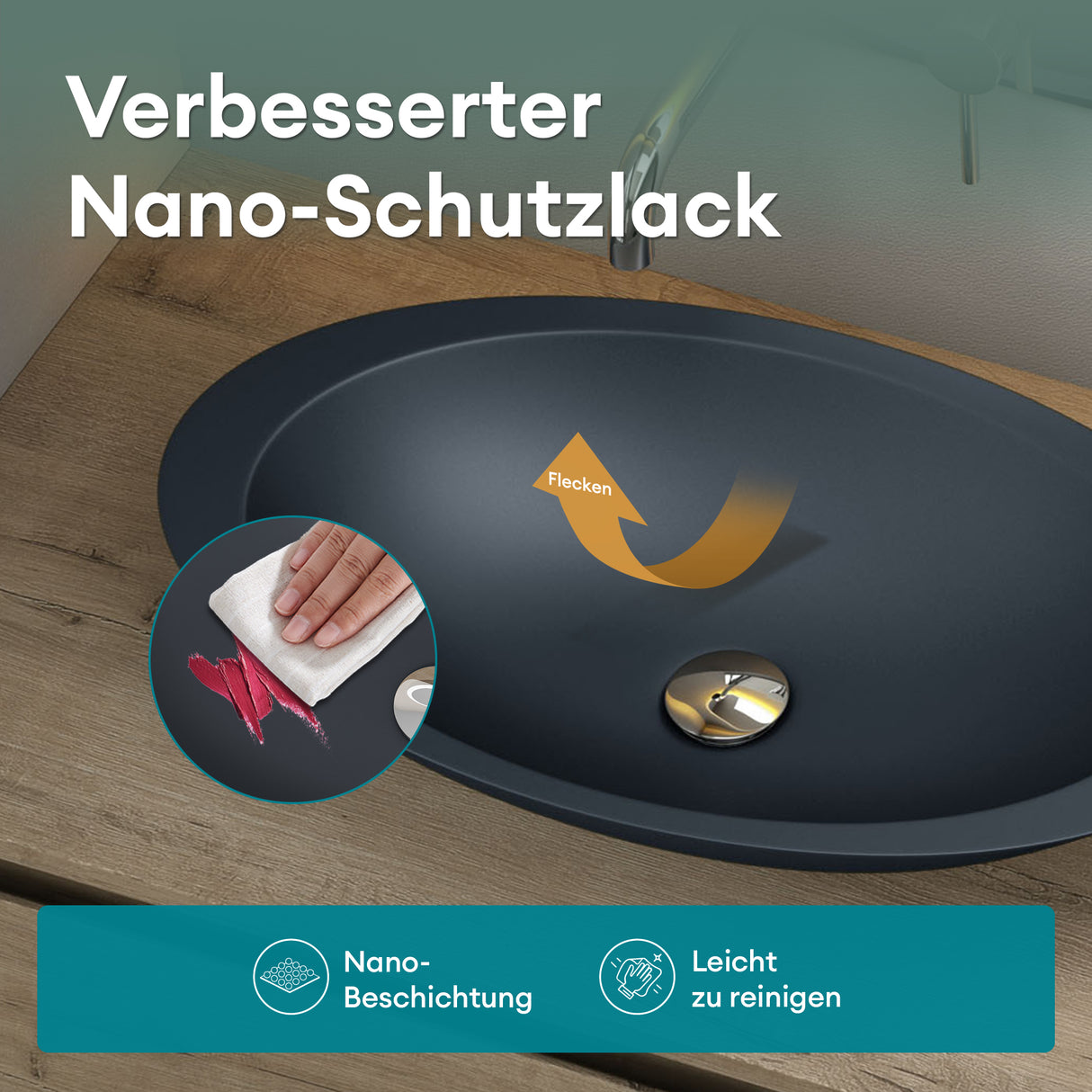 Vasque à poser Glasvilla, vasque, meuble-lavabo, vasque en fonte minérale Col802