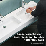 lavabo double Glasvilla, lavabo à poser, lavabo suspendu, lavabo en fonte minérale, meuble-lavabo Col830