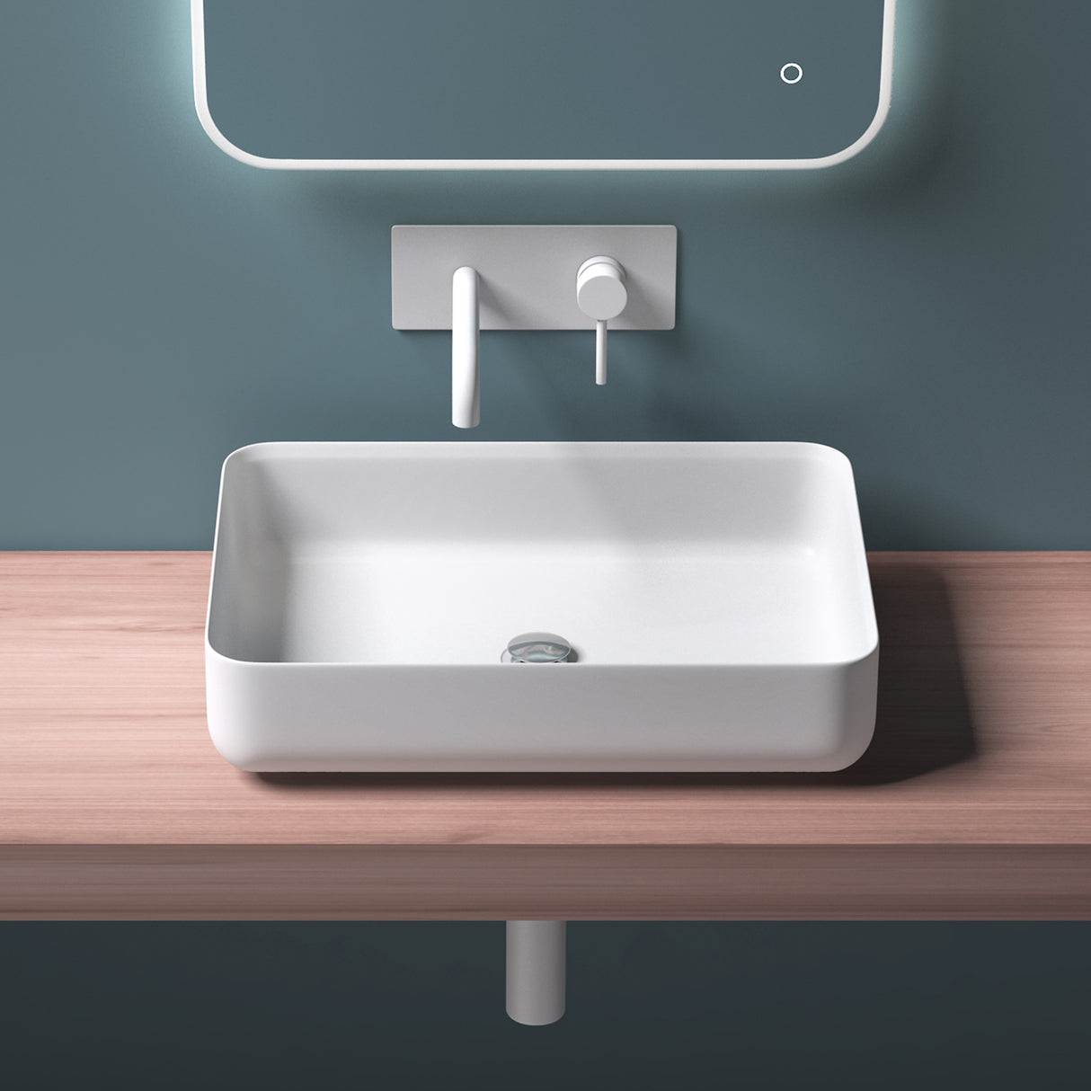 glasvilla Waschbecken Aufsatzwaschbecken Mineralguss Rechteckig Waschschale Waschplatz Waschtisch Col812